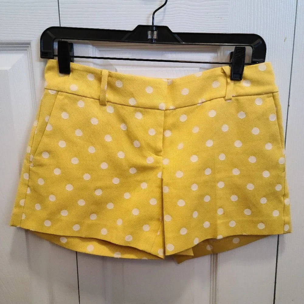 Ann Taylor Yellow White Poka Dots Shorts